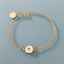 Clover Women's Stainless Steel 24K Gold Plated Greek Eye Curb Bracelet - Bracelet - British D'sire