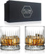 FLOW Barware GEO Whiskey Glasses | 350ml Whisky Glass | Set of 2 Whiskey Glasses | Whisky Tumbler for Scotch, Bourbon, Gin & Tonic & Negroni Cocktail | Whiskey Glassware Gift Set - British D'sire