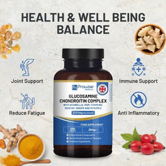 Glucosamine and Chondroitin Complex – 200 High Strength Tablets | 8 Nutritional Components | MSM, Boswellia, Vitamin C, Turmeric, Ginger, and Rosehip | Premium Quality Made in UK by Prowise - British D'sire