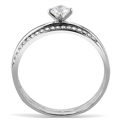Jewellery Kingdom 1/2 CT Stainless Steel Silver Wedding Engagement Ladies Ring Set Band - Jewelry Rings - British D'sire