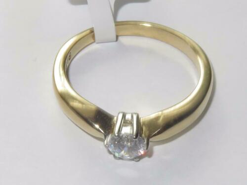 Jewellery Kingdom 18KT Engagement Cubic Zirconia Realistic Steel Ladies Solitaire Ring (Gold) - Jewelry Rings - British D'sire