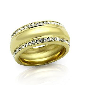 Jewellery Kingdom 9mm Cubic Zirconia 8KT Steel No Tarnish Ladies Band Ring (Gold) - Rings - British D'sire