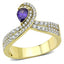 Jewellery Kingdom Amethyst Pear Ladies Simulated Diamonds Steel Cocktail Ring (Purple & Gold) - Jewelry Rings - British D'sire