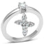 Jewellery Kingdom Charm Cross Ladies Dangle Solitaire Simulated Diamonds Clear Designer Ring - Jewelry Rings - British D'sire