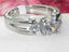 Jewellery Kingdom Cubic Zirconia 1CT Center Stone Scroll Stainless Steel Three Ladies Stone Ring (Silver) - Rings - British D'sire