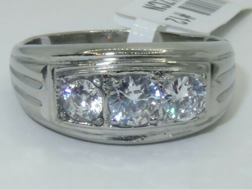 Jewellery Kingdom Cubic Zirconia Pinky Signet Stainless Steel Mans Mens Ring (Silver) - Jewelry Rings - British D'sire