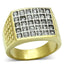 Jewellery Kingdom Cubic Zirconia Signet Big 30 Stone 18KT Steel Sparkling Mens Gold Ring - Jewelry Rings - British D'sire