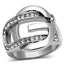 Jewellery Kingdom Cubic Zirconia Silver Stainless Steel Ladies Buckle Ring Band - Jewelry Rings - British D'sire