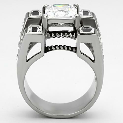 Jewellery Kingdom Cubic Zirconia Square Stones Stainless Steel Mens Signet Ring - Jewelry Rings - British D'sire
