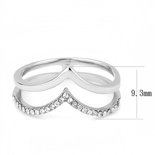 Jewellery Kingdom Cubic Zirconia Stainless Steel Double Flat Elegant Ladies Wishbone Ring - Jewelry Rings - British D'sire