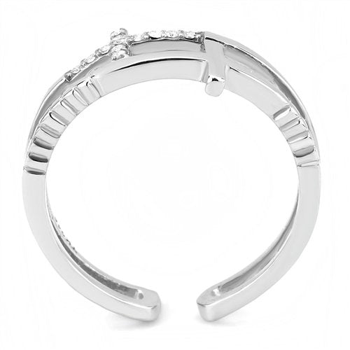 Jewellery Kingdom Cubic Zirconia Stainless Steel No Tarnish Pave Elegant Ladies Cross Ring Band (Silver) - Rings - British D'sire