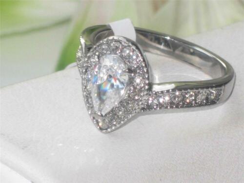Jewellery Kingdom Cubic Zirconia Stainless Steel Realistic Ladies Engagement Pear Ring - Engagement Rings - British D'sire