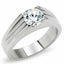 Jewellery Kingdom Cubic Zirconia Unisex Signet Pinky Stainless Steel Mens Solitaire Ring (Silver) - Jewelry Rings - British D'sire