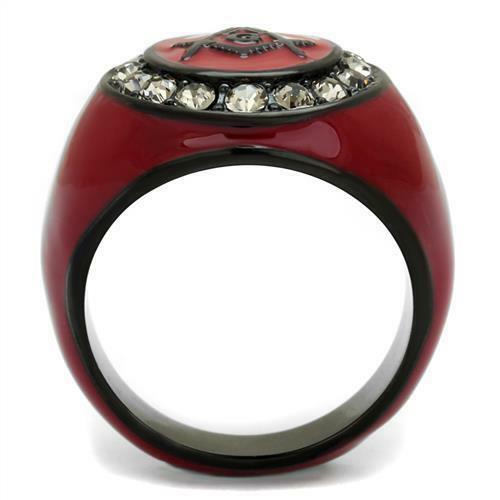 Jewellery Kingdom Details about Mens masonic ring military signet cz red enamel stainless steel pinky - Jewelry Rings - British D'sire