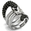 Jewellery Kingdom Diamond Coil Stainless Steel Signet Pinky Mens Snake Ring (Black & Silver) - Jewelry Rings - British D'sire