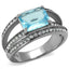 Jewellery Kingdom Emerald Cut 6 CT Cubic Zirconia Stainless Steel Ladies Bue Topaz Ring (Silver) - Jewelry Rings - British D'sire
