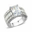Jewellery Kingdom Emerald Cut Wide Cubic Zirconia Cz Princess Cut Ring (Silver) - Jewelry Rings - British D'sire