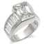 Jewellery Kingdom Emerald Silver Ladies 5 Carat Baguettes Sterling Silver Cz Bezel Ring - Jewelry Rings - British D'sire