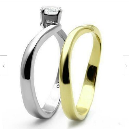 Jewellery Kingdom Engagement 1 Carat Solitaire Two Tone Gold Stainless Steel Ring Set - Rings - British D'sire