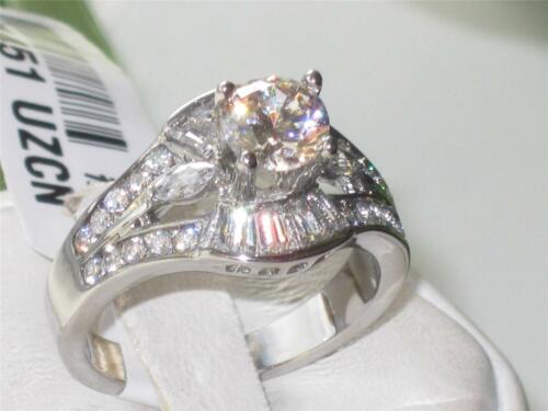 Jewellery Kingdom Engagement Solitaire Baguettes Cubic Zirconia Steel Ring (Silver) - Rings - British D'sire