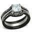 Jewellery Kingdom Engagement Wedding Band Cz Cushion Cut Stainless Steel 3pcs Ring Set (Black) - Jewelry Rings - British D'sire