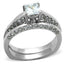 Jewellery Kingdom Engagement Wedding Band Princess Cut Square Stainless Steel 1 Carat Ring Set (Silver) - Jewelry Rings - British D'sire
