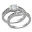 Jewellery Kingdom Engagement Wedding Band Stainless Steel Cubic Zirconia 1.45 Carat Ring Set (Silver) - Jewelry Rings - British D'sire