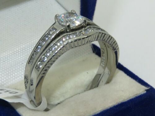 Jewellery Kingdom Engagement Wedding Stainless Steel 1.4 Carat Cubic Zirconia Ring Set (Silver) - Jewelry Rings - British D'sire