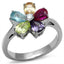 Jewellery Kingdom Flower Multi Coloured Simulated Diamonds Dress Silver Pear Ring - Rings - British D'sire
