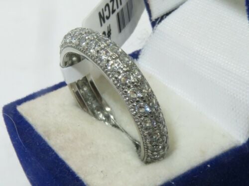 Jewellery Kingdom Full Eternity Wedding Band Stainless Steel 4mm Ring (Silver) - Jewelry Rings - British D'sire
