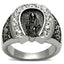 Jewellery Kingdom Jesus Religious Signet Pinky Cubic Zirconia Stainless Steel Mens Horse Shoe Ring (Silver) - Jewelry Rings - British D'sire