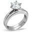 Jewellery Kingdom Ladies 2 Carat Cz Stainless Steel Wedding Band Engagement Ring Set (Silver) - Jewelry Rings - British D'sire