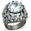 Jewellery Kingdom Ladies Big Dome Emerald Cocktail Cz Ruthenium 20 carat Statement Ring (Silver) - Jewelry Rings - British D'sire