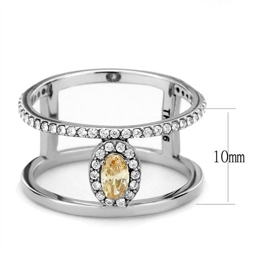 Jewellery Kingdom Ladies Champagne Oval Brown Pave Open 50 Carat Stainless Steel Ring - Jewelry Rings - British D'sire