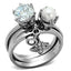 Jewellery Kingdom Ladies Charm Dangle Solitaire Cubic Zirconia Pearl Bezel Stainless Steel 3 Pcs Ring Set - Jewelry Rings - British D'sire