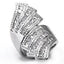 Jewellery Kingdom Ladies Cocktail Ring Cz Baguettes Silver Rhodium Long Sparkling Fan - Jewelry Rings - British D'sire