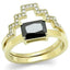 Jewellery Kingdom Ladies Cz Emerald Engagement Wedding Band Stainless Steel Ring Set (Black) - Jewelry Rings - British D'sire