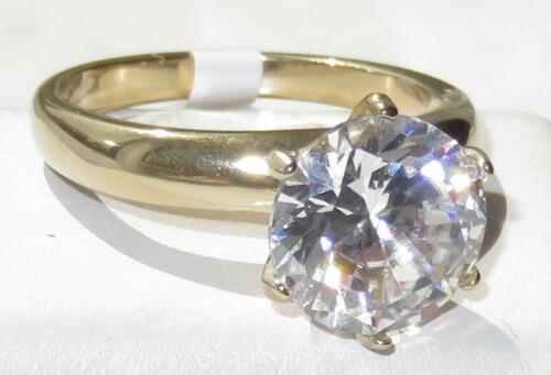 Jewellery Kingdom Ladies Engagement Cubic Zirconia 11mm Solitaire Steel 4 Carat Ring (Gold) - Jewelry Rings - British D'sire
