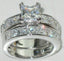 Jewellery Kingdom Ladies Engagement Wedding Band Princess Square Stainless Steel Ring Set (Silver) - Jewelry Rings - British D'sire