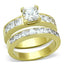 Jewellery Kingdom Ladies Gold Set Princess Cut Cz Engagement Wedding Band Steel 18kt Square Ring - Jewelry Rings - British D'sire
