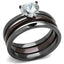 Jewellery Kingdom Ladies Heart Black 3pcs Stainless Steel 2K Ring (Black) - Rings - British D'sire