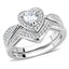 Jewellery Kingdom Ladies Heart Bridal Engagement Wedding Band Rhodium Ring Set (Silver) - Jewelry Rings - British D'sire