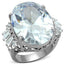 Jewellery Kingdom Ladies Oval CZ Cocktail 20 Carat Big Statement Stainless Steel Ring (Silver) - Jewelry Rings - British D'sire