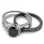 Jewellery Kingdom Ladies Oval Jet Cz Engagement Wedding Guard Stainless Steel Ring Set (Black) - Engagement Rings - British D'sire