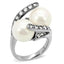 Jewellery Kingdom Ladies Pearl Cream Cubic Zirconia Stainless Steel Cocktail Statement Ring (Silver) - Jewelry Rings - British D'sire