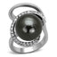 Jewellery Kingdom Ladies Pearl Grey Cocktail Stainless Steel CZ Statement Orbit Ring (Silver) - Jewelry Rings - British D'sire