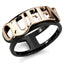 Jewellery Kingdom Ladies Rose Gold 8mm No Stone Black Stainless Steel Queen Ring Band - Jewelry Rings - British D'sire