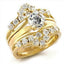 Jewellery Kingdom Ladies Set Guard Engagement Wedding Solitaire 18kt 2pcs Band Ring (Gold) - Jewelry Rings - British D'sire