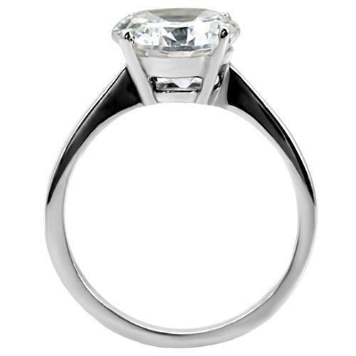 Jewellery Kingdom Ladies Solitaire Cubic Zirconia 4 Carat Stainless Steel Engagement Sparkling Ring (Silver) - Jewelry Rings - British D'sire