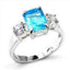 Jewellery Kingdom Ladies Three Stone Emerald Cut CZ Sterling Silver Stamped Ring (Blue Topaz) - Jewelry Rings - British D'sire